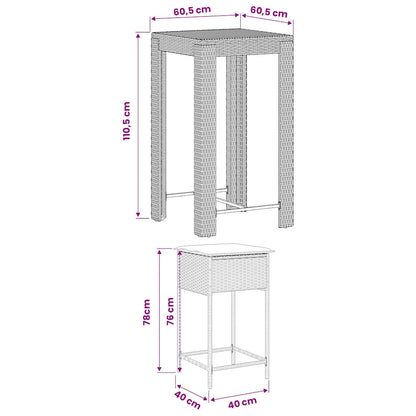 Set Bar da Giardino 5 pz con Cuscini in Polyrattan Marrone | homemem39