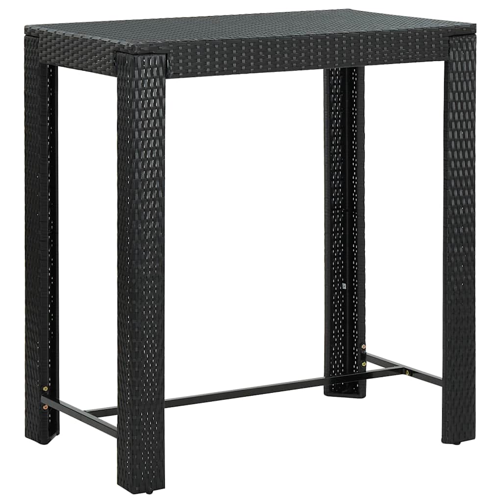 Set Bar da Giardino 7 pz con Cuscini in Polyrattan Nero | homemem39