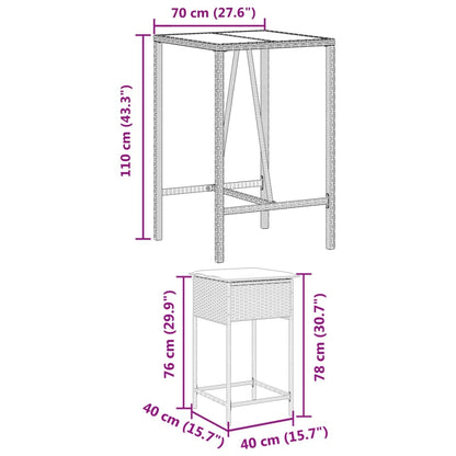 Set Bar da Giardino 5 pz con Cuscini in Polyrattan Marrone | homemem39