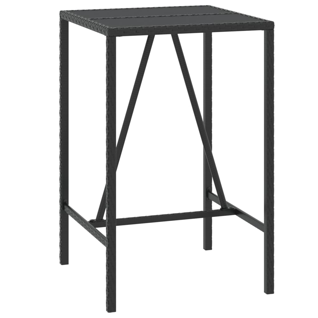 Set Bar da Giardino 3 pz con Cuscini in Polyrattan Nero | homemem39