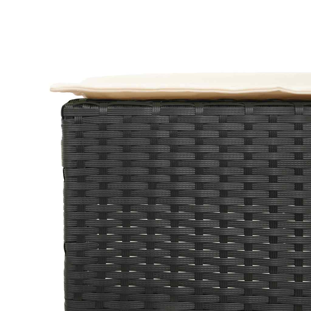 Set Bar da Giardino 3 pz con Cuscini in Polyrattan Nero | homemem39