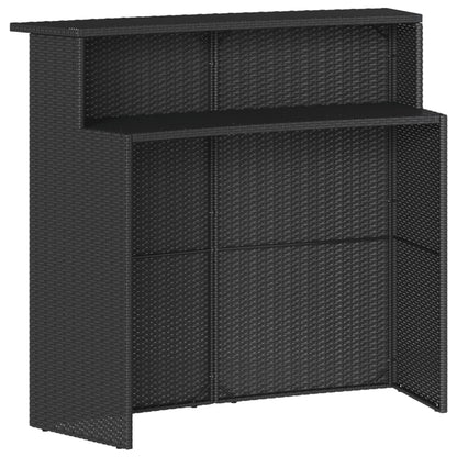 Set Bar da Giardino 3 pz con Cuscini in Polyrattan Nero