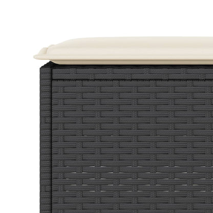 Set Bar da Giardino 3 pz con Cuscini in Polyrattan Nero