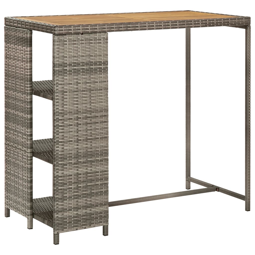 Set Bar da Giardino 3pz con Cuscini Grigio in Polyrattan | homemem39