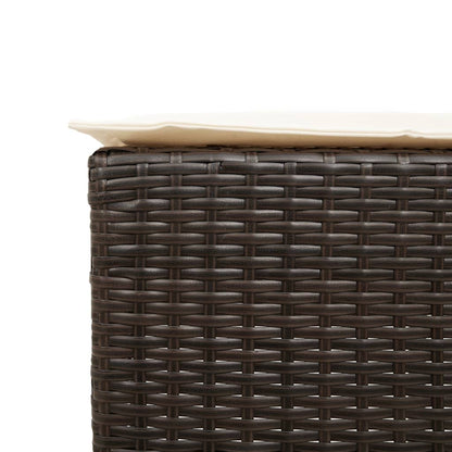 Set Bar da Giardino 3 pz con Cuscini in Polyrattan Marrone | homemem39
