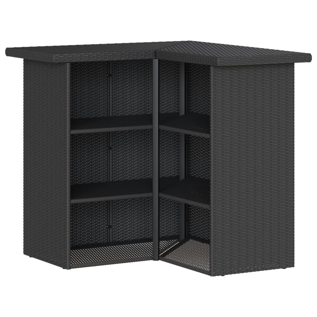 Set Bar da Giardino 3 pz con Cuscini in Polyrattan Nero | homemem39