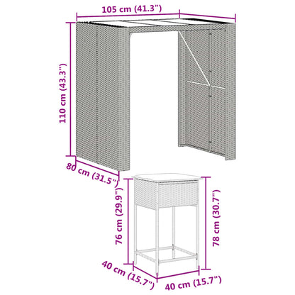 Set Bar da Giardino 5 pz con Cuscini in Polyrattan Nero | homemem39