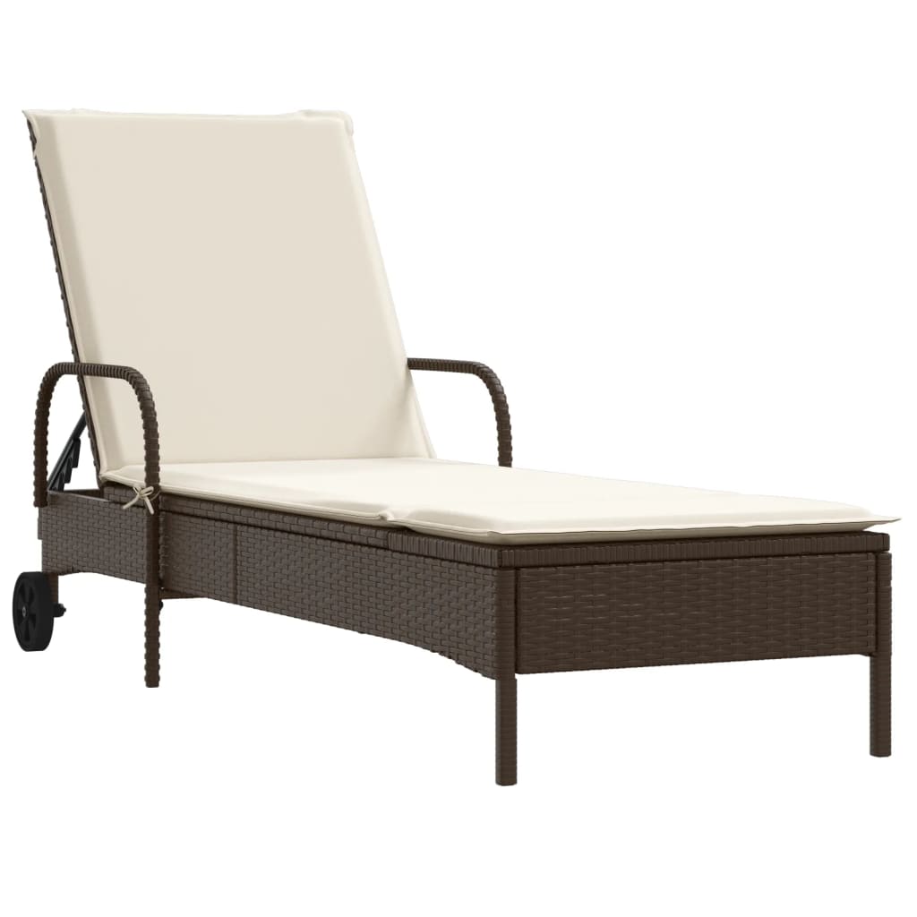 Lettini Prendisole 2 pz con Cuscini Marrone in Polyrattan - homemem39