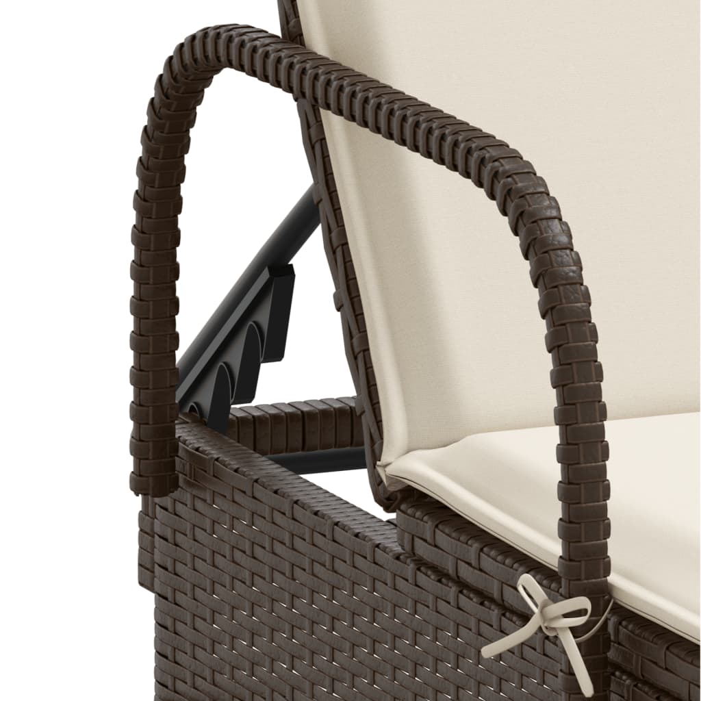 Lettini Prendisole 2 pz con Cuscini Marrone in Polyrattan - homemem39