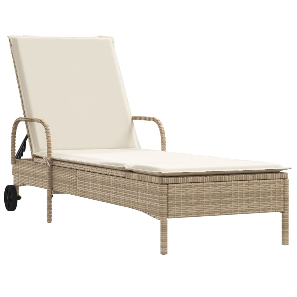 Lettini Prendisole 2 pz con Cuscini Beige in Polyrattan - homemem39