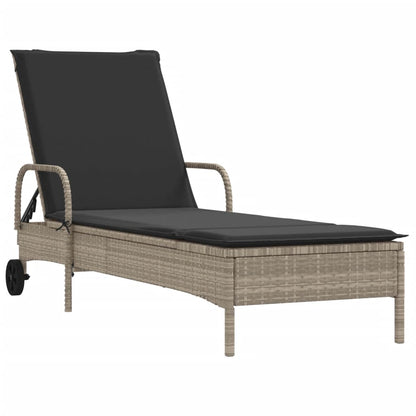 Lettino Prendisole 2 pz con Cuscini Grigio Chiaro in Polyrattan | homemem39