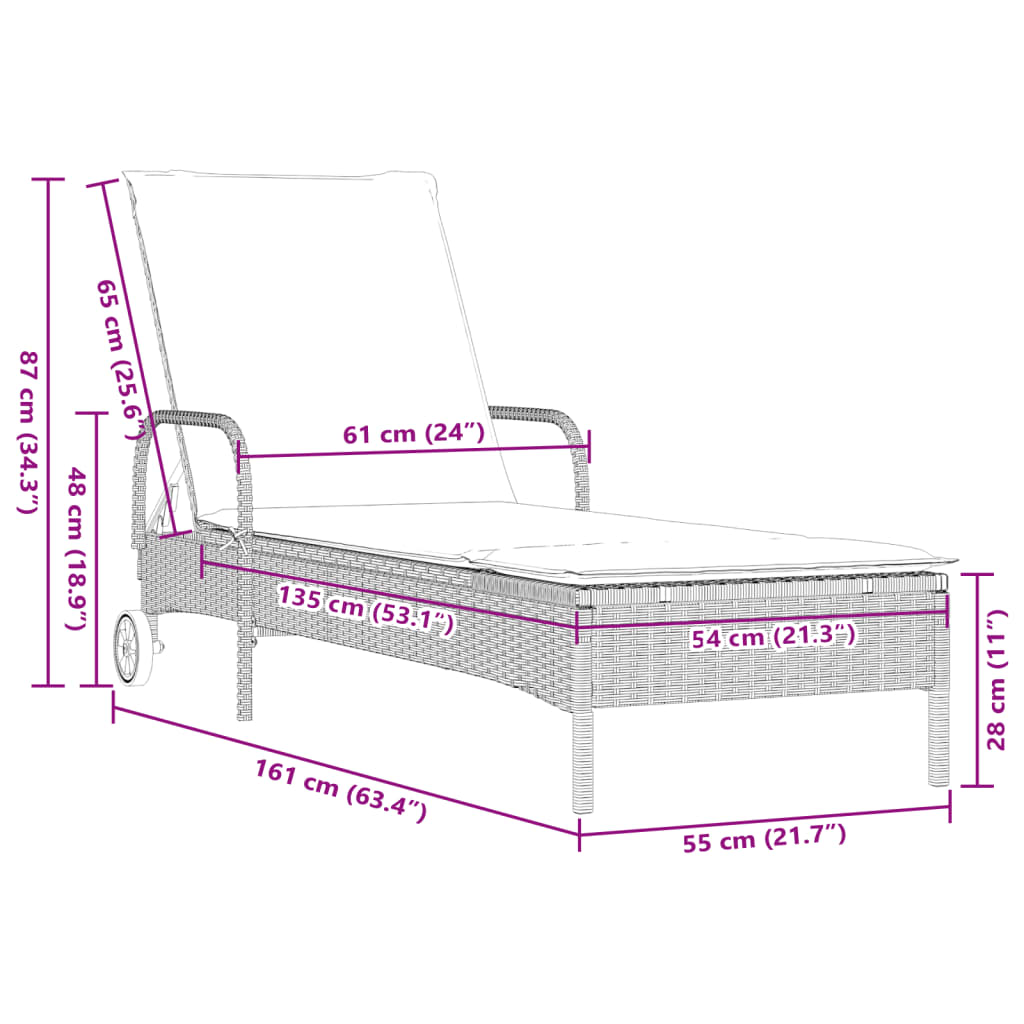 Lettino Prendisole 2 pz con Cuscini Grigio Chiaro in Polyrattan | homemem39