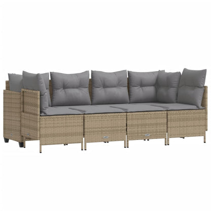 Set Divano da Giardino 5 pz con Cuscini Beige in Polyrattan - homemem39