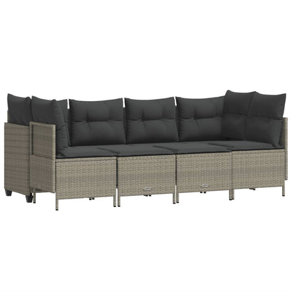 Set Divano da Giardino 5pz con Cuscini Grigio Chiaro Polyrattan - homemem39