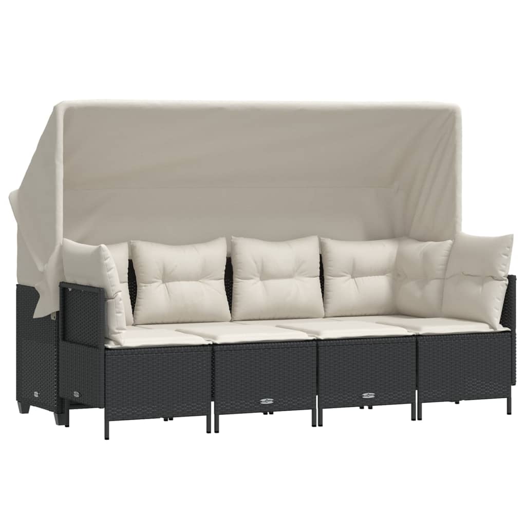 Set Divani da Giardino 5 pz con Cuscini in Polyrattan Nero - homemem39
