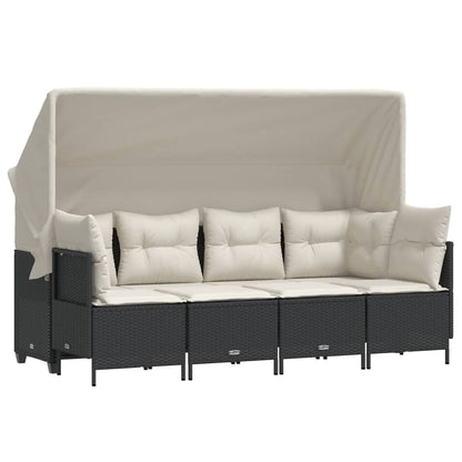 Set Divani da Giardino 5 pz con Cuscini in Polyrattan Nero - homemem39