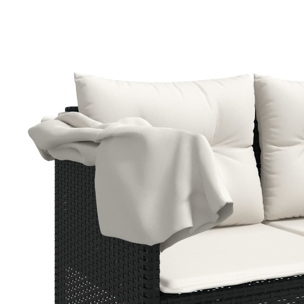 Set Divani da Giardino 5 pz con Cuscini in Polyrattan Nero | homemem39