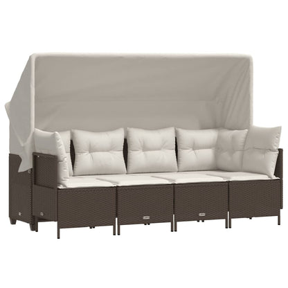 Set Divano da Giardino 5 pz con Cuscini Marrone in Polyrattan - homemem39