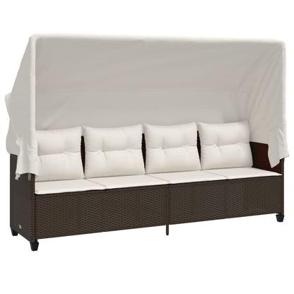 Set Divano da Giardino 5 pz con Cuscini Marrone in Polyrattan - homemem39