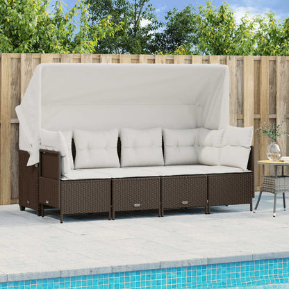 Set Divano da Giardino 5 pz con Cuscini Marrone in Polyrattan - homemem39