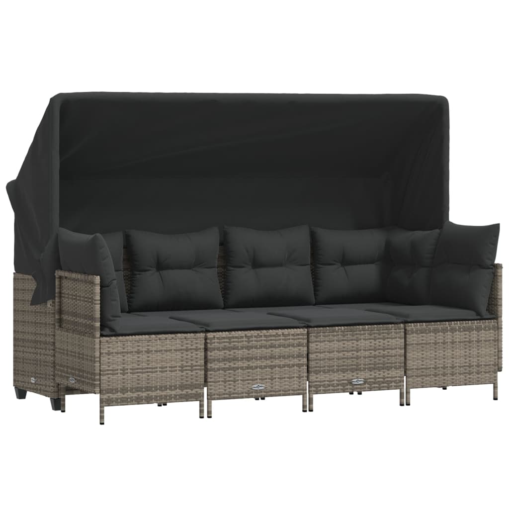 Set Divano da Giardino 5 pz con Cuscini Grigio in Polyrattan - homemem39