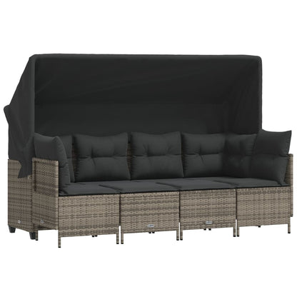Set Divano da Giardino 5 pz con Cuscini Grigio in Polyrattan - homemem39