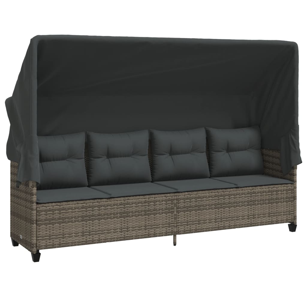 Set Divano da Giardino 5 pz con Cuscini Grigio in Polyrattan - homemem39