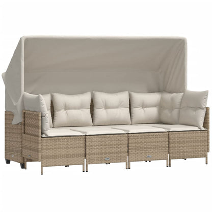 Set Divano da Giardino 5 pz con Cuscini Beige in Polyrattan - homemem39