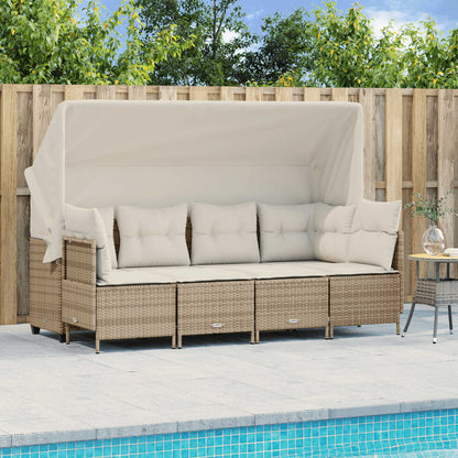 Set Divano da Giardino 5 pz con Cuscini Beige in Polyrattan - homemem39