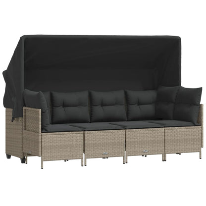 Set Divano da Giardino 5pz con Cuscini Grigio Chiaro Polyrattan - homemem39