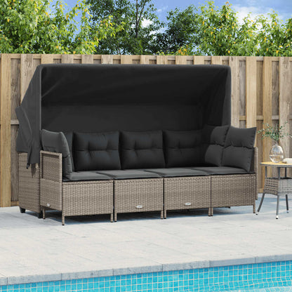 Set Divano da Giardino 5pz con Cuscini Grigio Chiaro Polyrattan - homemem39