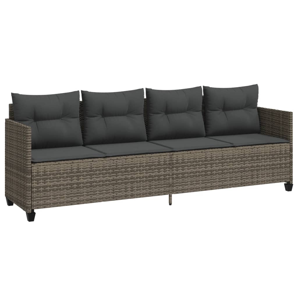 Set Divano da Giardino 5 pz con Cuscini Grigio in Polyrattan - homemem39