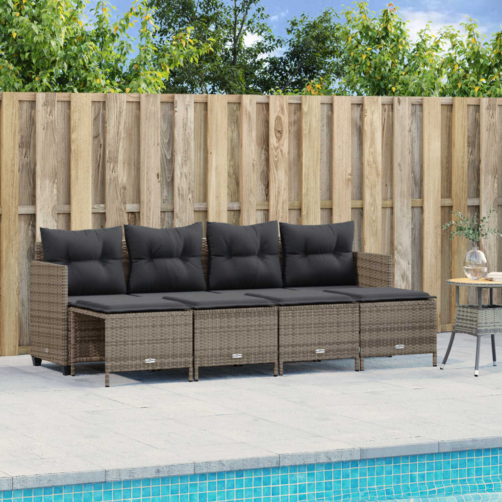 Set Divano da Giardino 5 pz con Cuscini Grigio in Polyrattan - homemem39