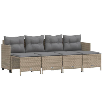 Set Divano da Giardino 5 pz con Cuscini Beige in Polyrattan - homemem39