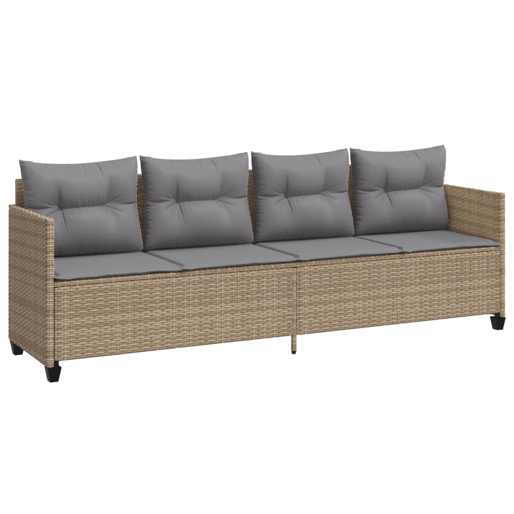 Set Divano da Giardino 5 pz con Cuscini Beige in Polyrattan - homemem39