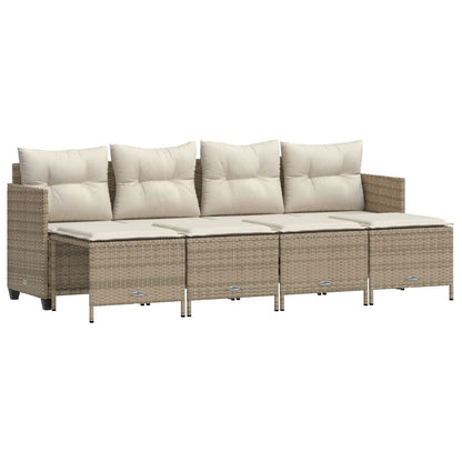 Set Divano da Giardino 5 pz con Cuscini Beige in Polyrattan - homemem39