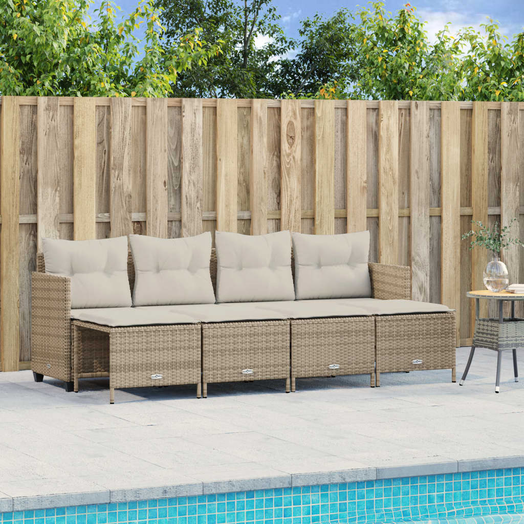 Set Divano da Giardino 5 pz con Cuscini Beige in Polyrattan - homemem39