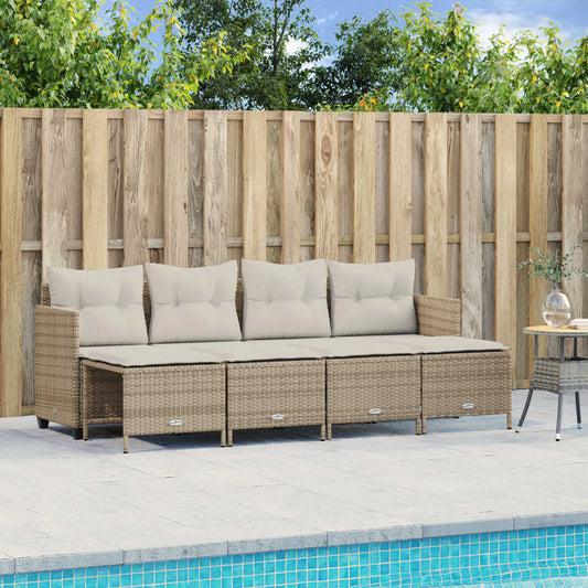 Set Divano da Giardino 5 pz con Cuscini Beige in Polyrattan - homemem39