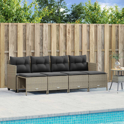 Set Divano da Giardino 5pz con Cuscini Grigio Chiaro Polyrattan - homemem39