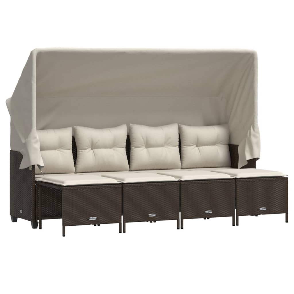 Set Divano da Giardino 5 pz con Cuscini Marrone in Polyrattan - homemem39
