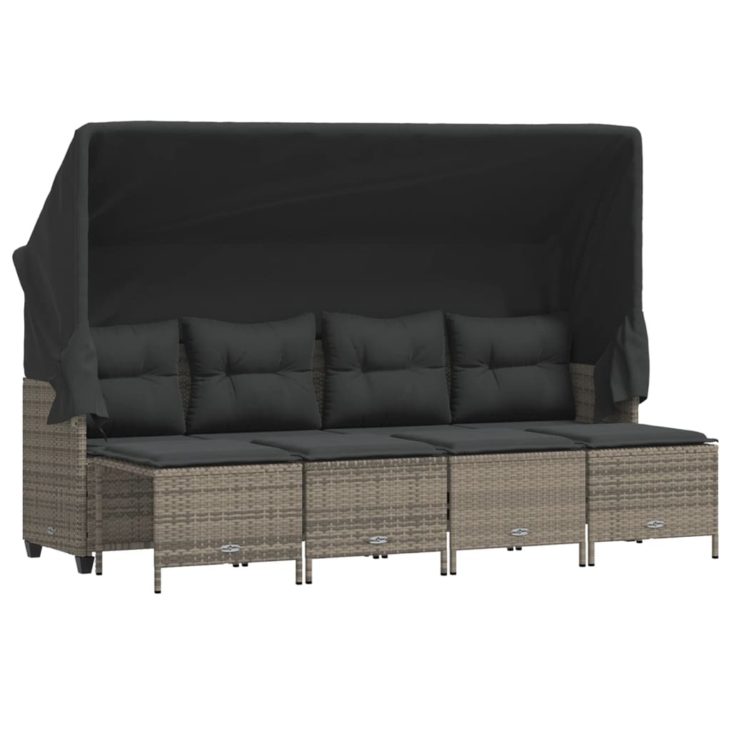 Set Divano da Giardino 5 pz con Cuscini Grigio in Polyrattan - homemem39