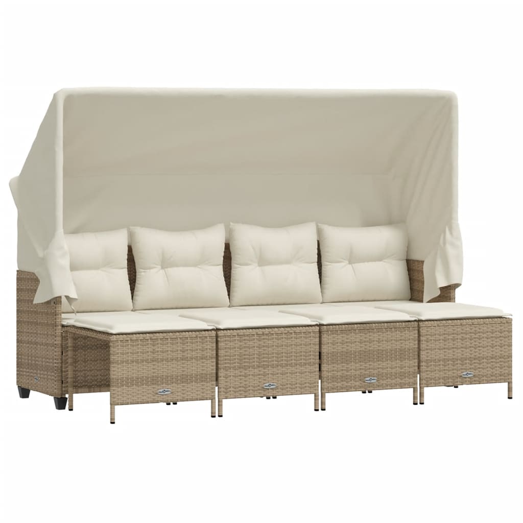 Set Divano da Giardino 5 pz con Cuscini Beige in Polyrattan - homemem39
