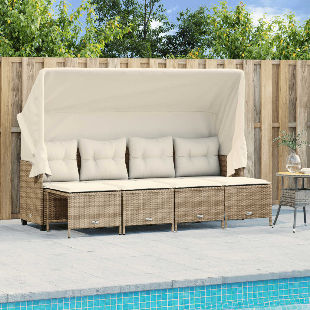 Set Divano da Giardino 5 pz con Cuscini Beige in Polyrattan - homemem39