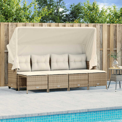 Set Divano da Giardino 5 pz con Cuscini Beige in Polyrattan - homemem39
