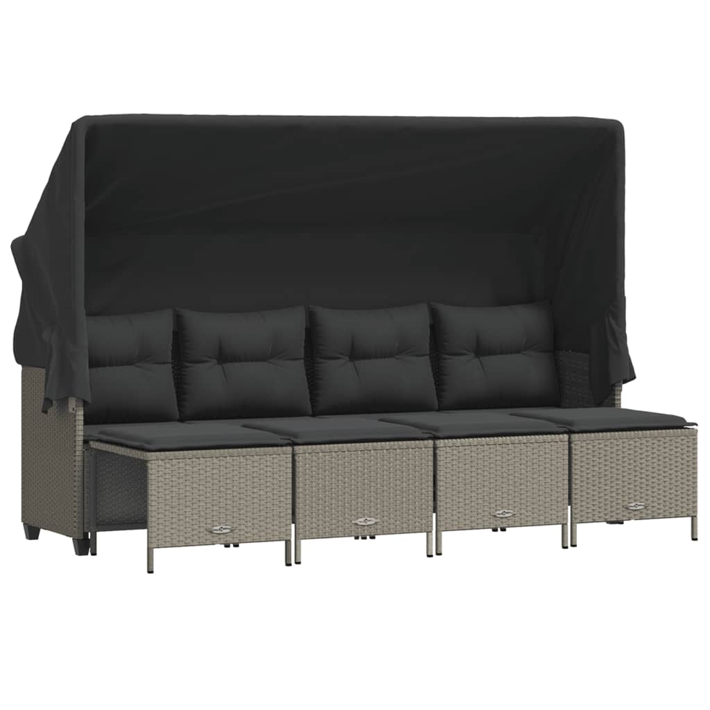 Set Divano da Giardino 5pz con Cuscini Grigio Chiaro Polyrattan - homemem39