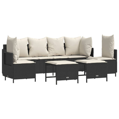 Set Divani da Giardino 5 pz con Cuscini in Polyrattan Nero | homemem39