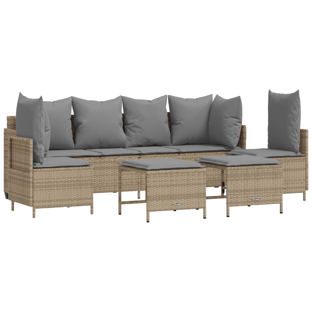 Set Divano da Giardino 5 pz con Cuscini Beige in Polyrattan | homemem39
