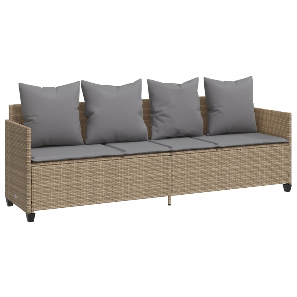 Set Divano da Giardino 5 pz con Cuscini Beige in Polyrattan | homemem39