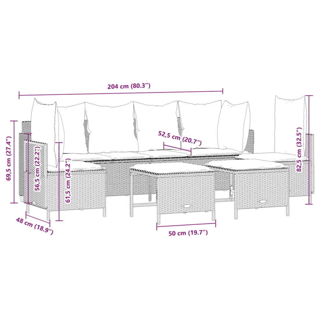 Set Divano da Giardino 5 pz con Cuscini Beige in Polyrattan | homemem39