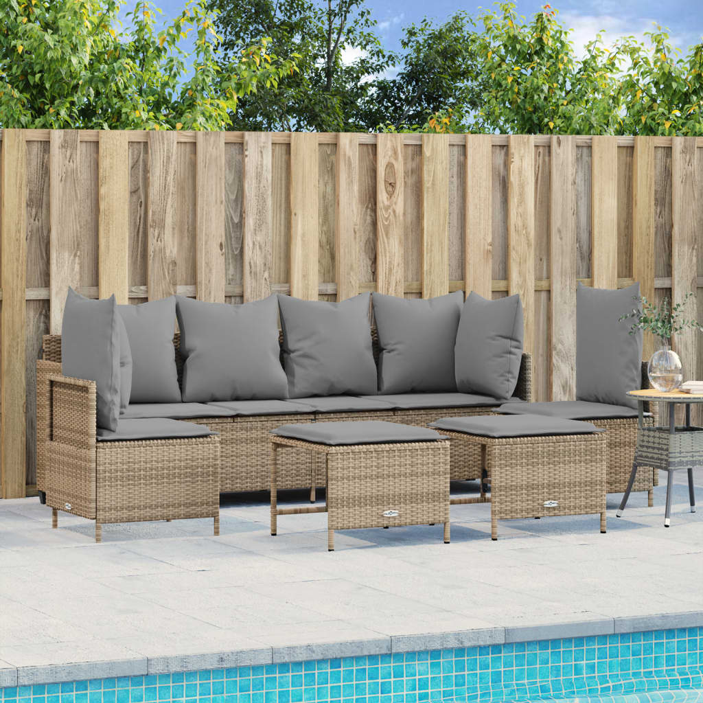 Set Divano da Giardino 5 pz con Cuscini Beige in Polyrattan - homemem39